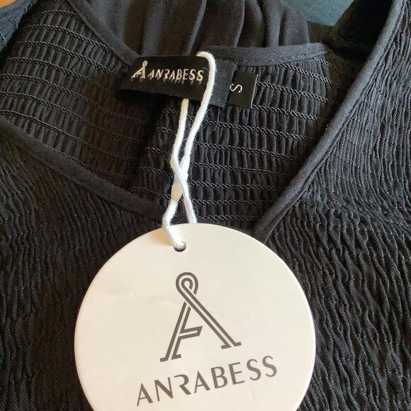 NWT Anrabess Chic Puff Sleeve Black Maxi Dress - Picture 6 of 7